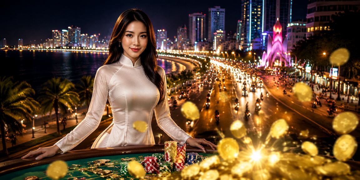 Cô gái áo dài tại Nha Trang thưởng thức trải nghiệm cá cược trực tuyến bên bờ biển